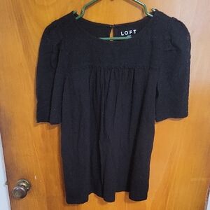 LOFT Black Short Sleeve Knit Top Size Small